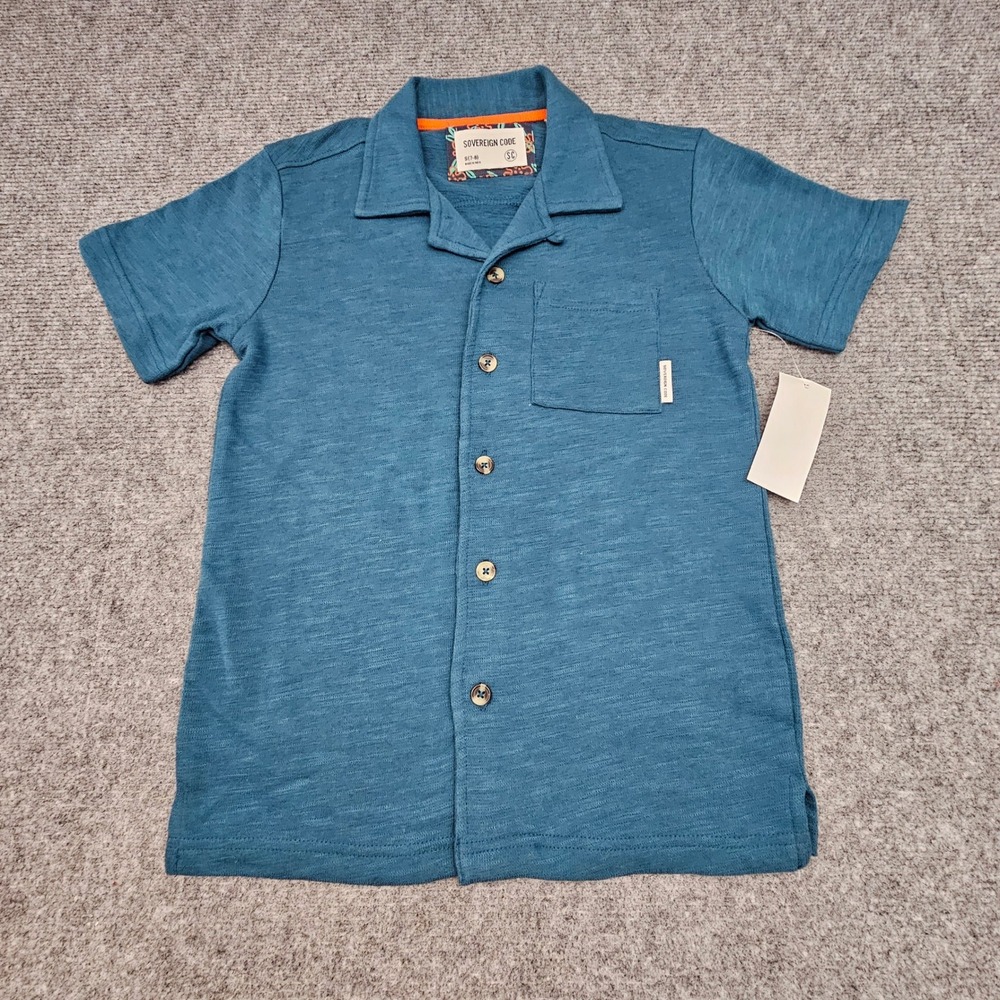 Sovereign Code Shirt Boys XS 5/6 Prince Midnight Blue Slub Knit Button Down
